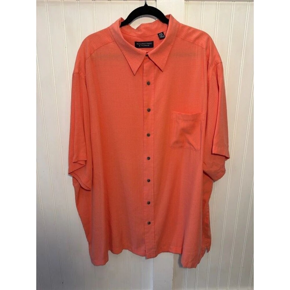 Roundtree & Yorke Shirt Men’s 4XB Big & Tall Coral modal poly blend